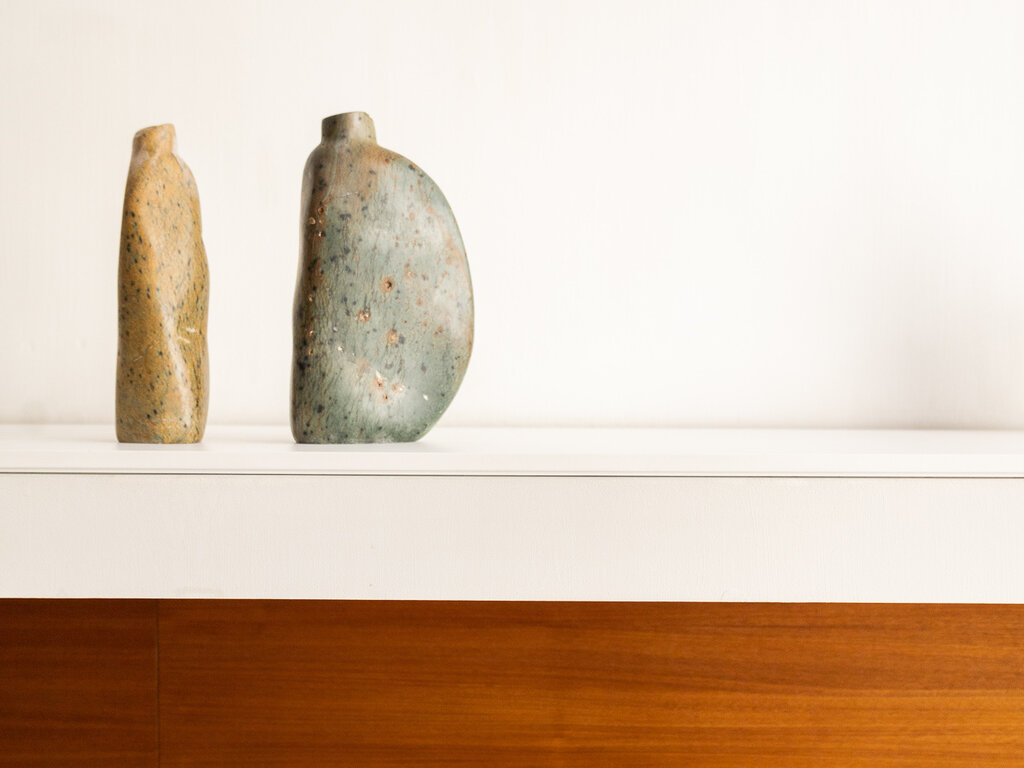 Brown soapstone vase no. 38 by Elizabeth Lenny