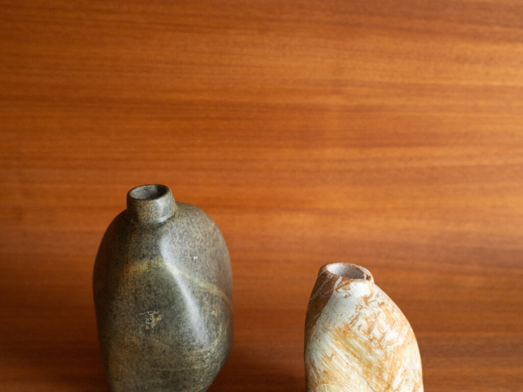 Green soapstone vase no. 39 by Elizabeth Lenny