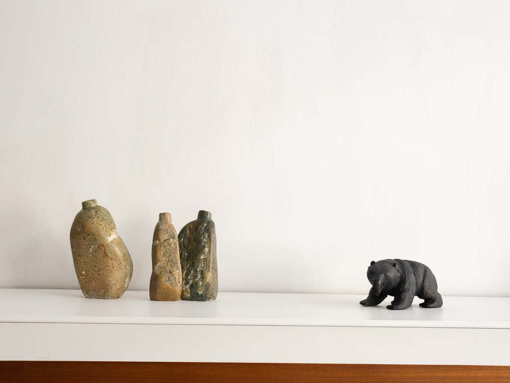 Green soapstone vase no. 39 by Elizabeth Lenny