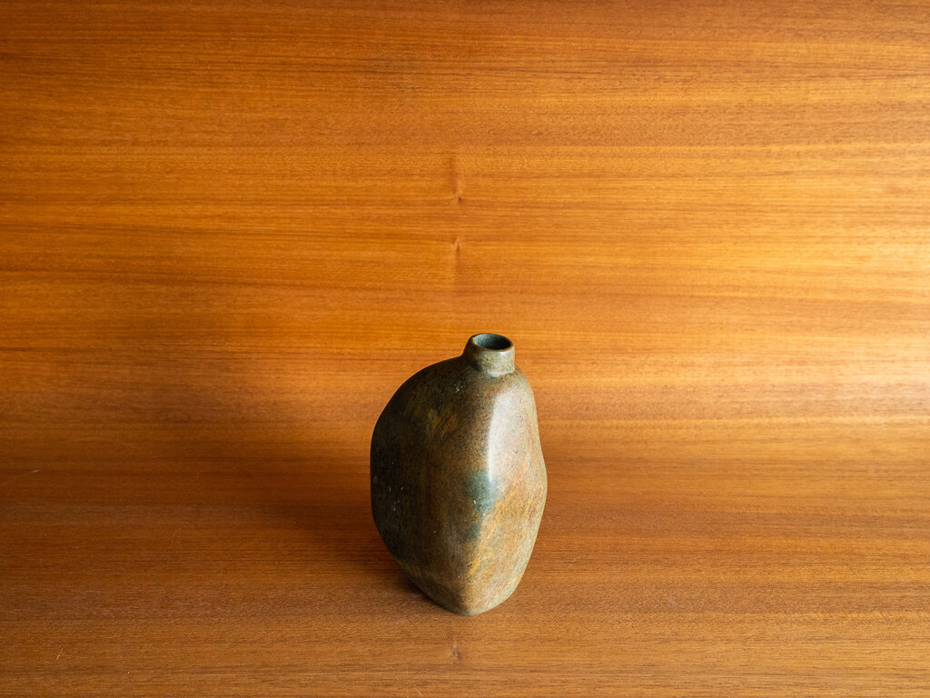 Green soapstone vase no. 39 by Elizabeth Lenny