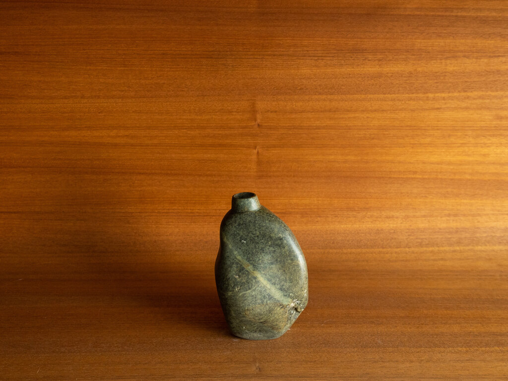 Green soapstone vase no. 39 by Elizabeth Lenny