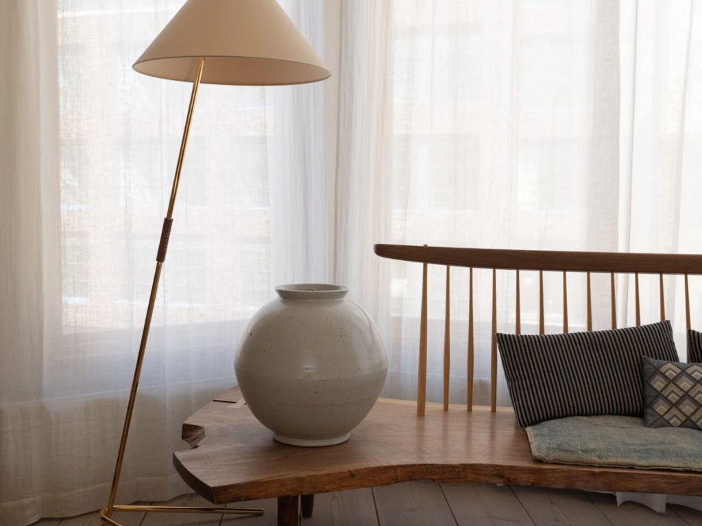 J.T. Kalmar Hase BL Brass and Leather Floor Lamp