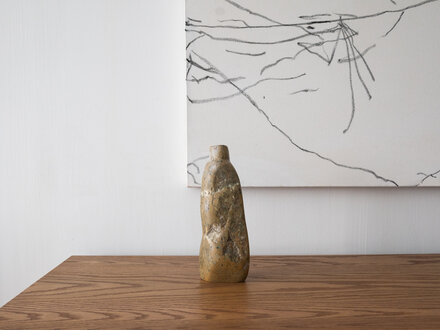 Green soapstone vase no. 40 by Elizabeth Lenny