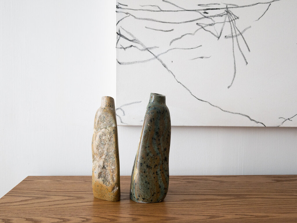 Elizabeth Lenny Green Soapstone Vase No. 40 by Elizabeth Lenny