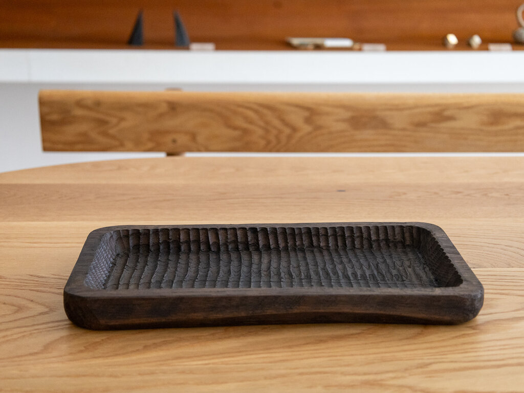 Antique Antique Wagatabon Carved Chestnut Tray