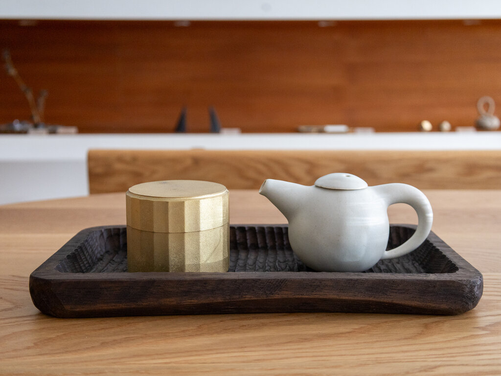 Antique Wagatabon carved chestnut tray