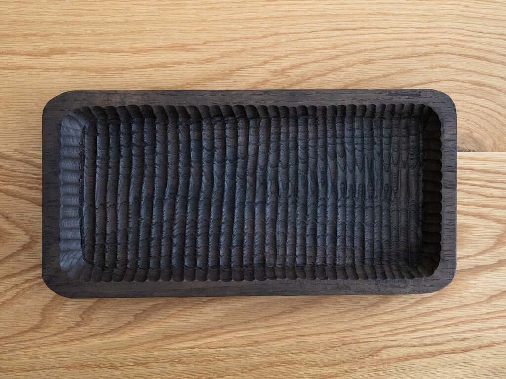 Antique Wagatabon carved chestnut tray