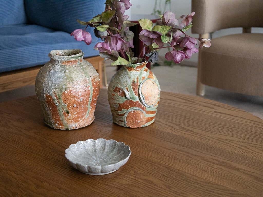 Antique Japanese Seto flower dish