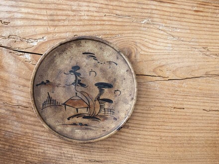 Antique Edo Period Seto Plate (Landscape)