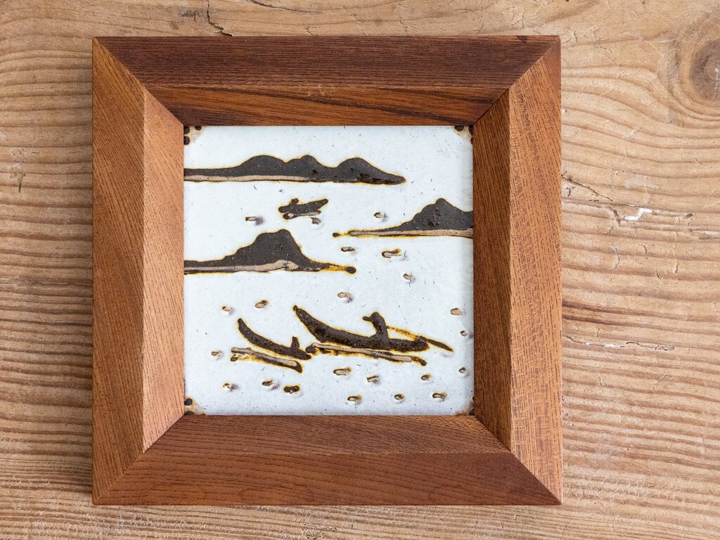 Antique Kenji Funaki Framed Ceramic Tile