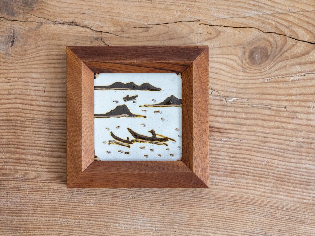 Antique Kenji Funaki Framed Ceramic Tile