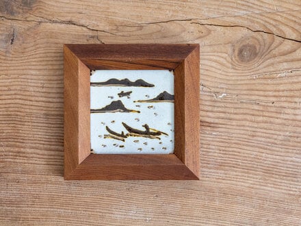 Antique Kenji Funaki Framed Ceramic Tile