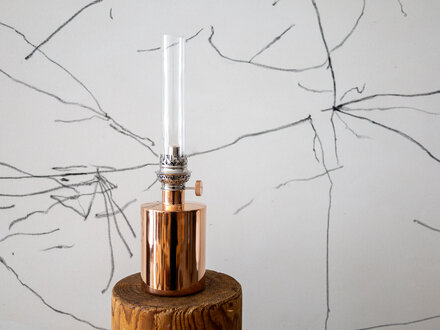 Broberg & Ridderstrål for Klong Patina oil lamp, small raw copper