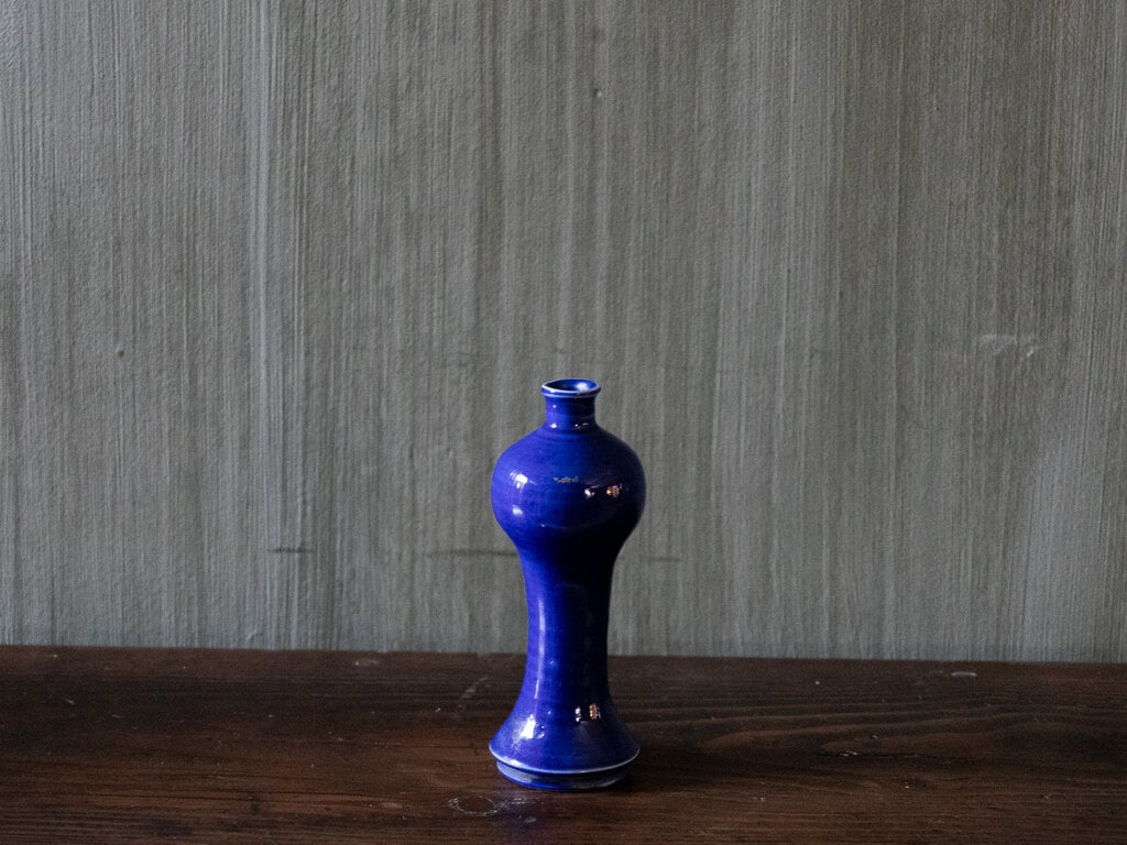 Antique Ilmari porcelain vase in lapis blue glaze