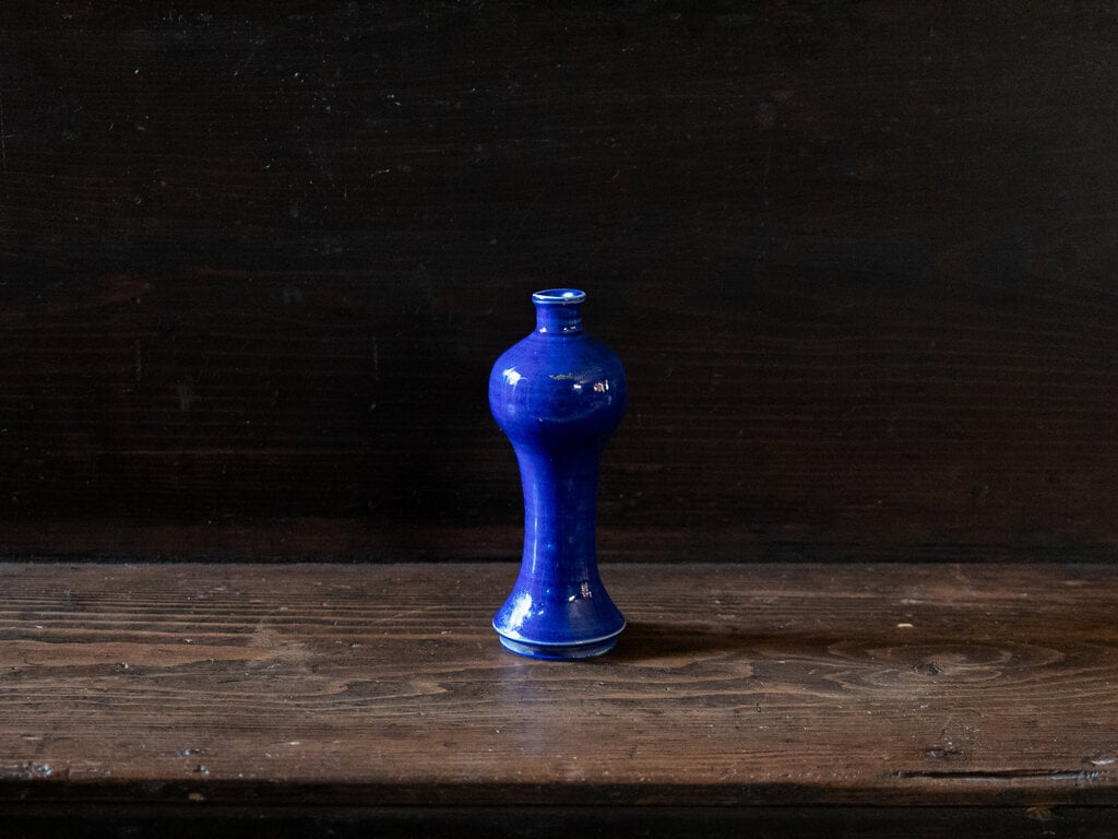 Antique Ilmari porcelain vase in lapis blue glaze
