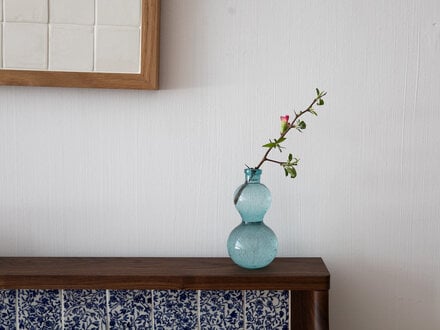 Antique Japanese Blue-Green Calabash Glass Bottle