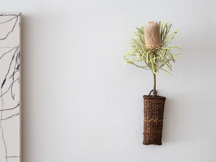 Antique Akebia Grape Vine Woven Wall Vase