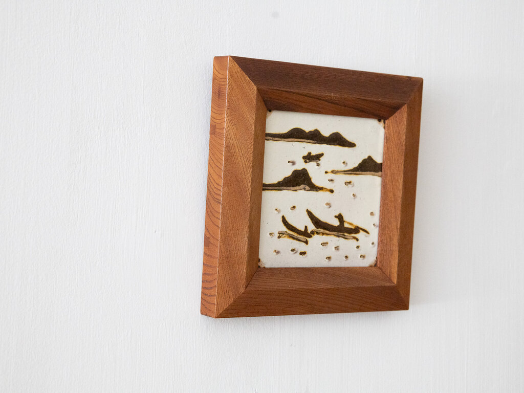 Antique Kenji Funaki Framed Ceramic Tile