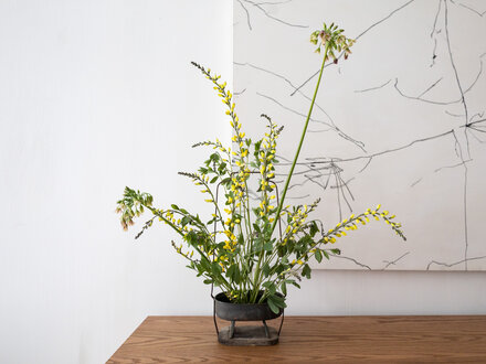 Antique Japanese copper basket for Ikebana