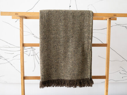 Mourne Textiles Large Lightweight Wool Herringbone Throw (Soft Green)