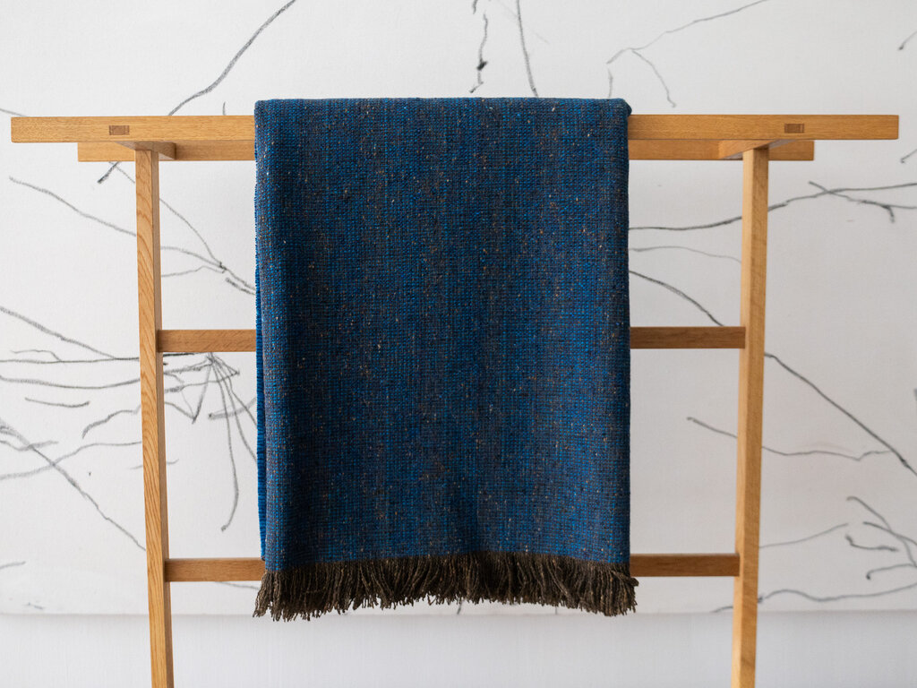 Mourne Textiles Mourne Tweed Large Throw - Ink Blue