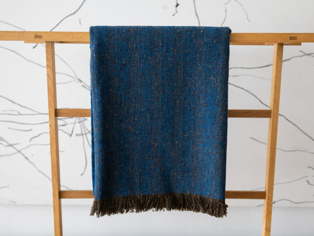 Mourne Textiles Large  Wool Mourne Tweed Throw (Ink Blue)