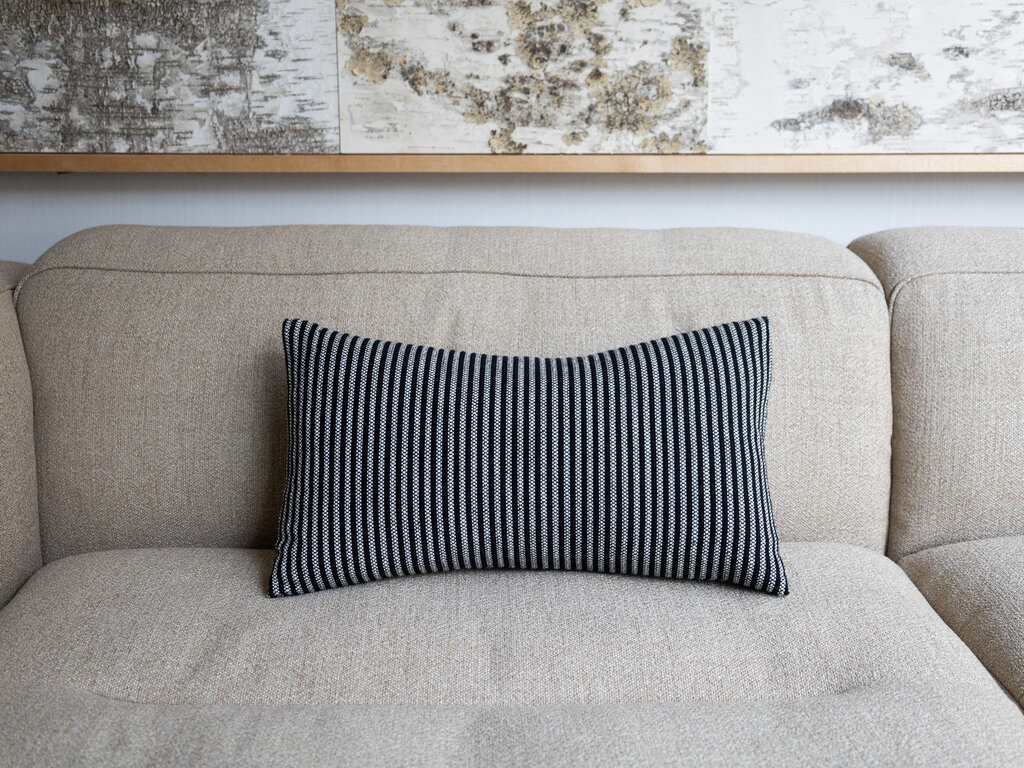 Mourne Textiles Stripe Cushion (Black and White)