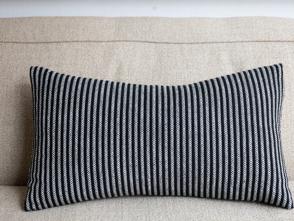 Mourne Textiles Stripe Cushion (Black and White)