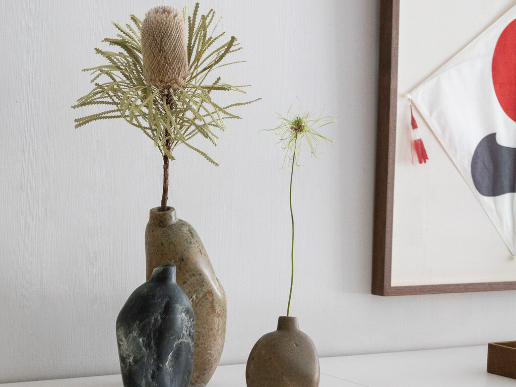 Elizabeth Lenny No. 44 Hand Carved Beige Soapstone Vase