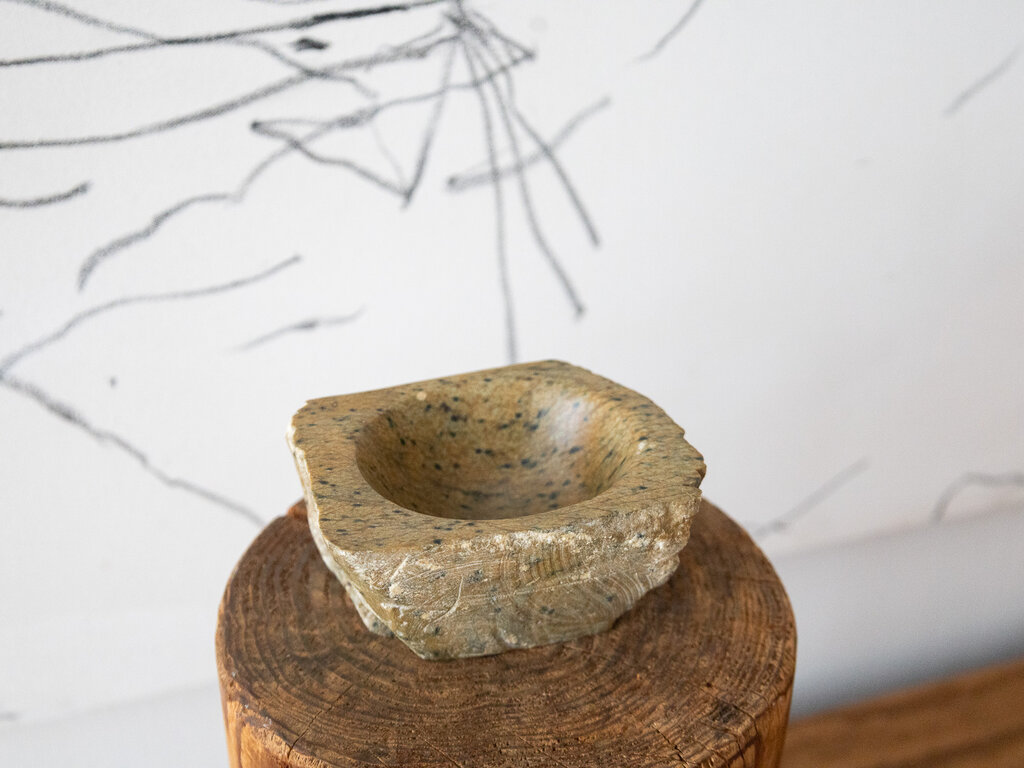 no. 46 Hand Carved Beige Soapstone Catchall by Elizabeth Lenny