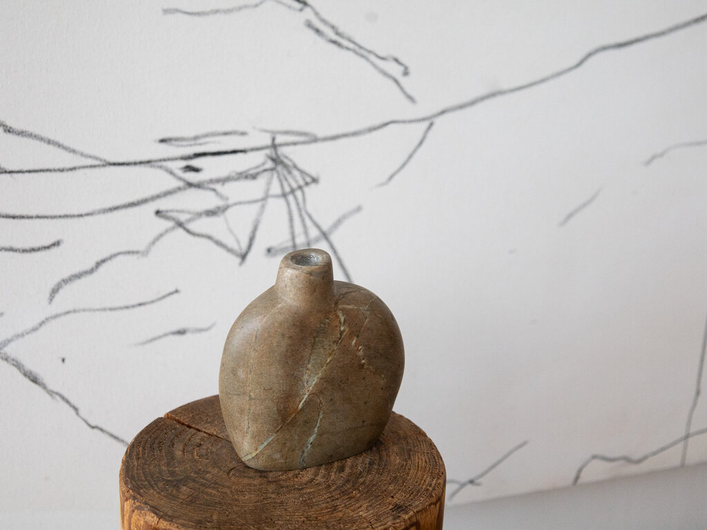 Elizabeth Lenny No. 44 Hand Carved Beige Soapstone Vase