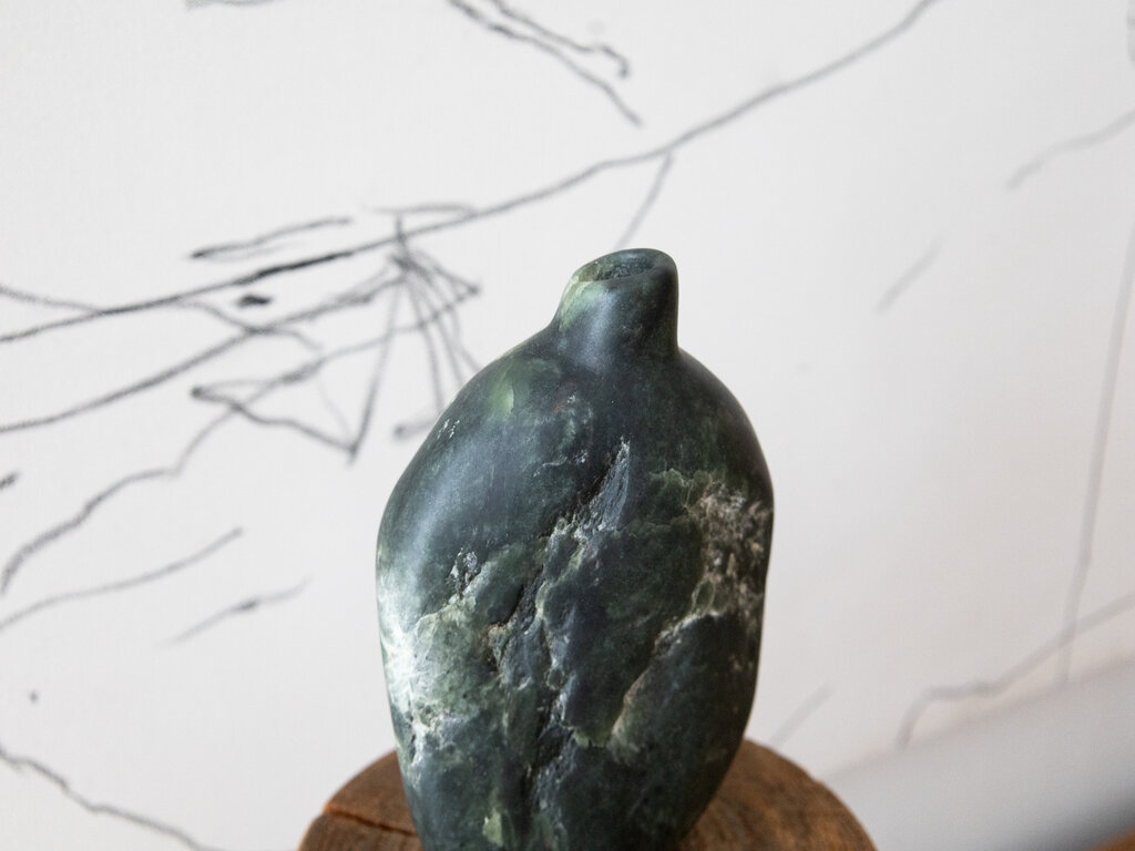 No. 43 Hand Carved Dark Green Soapstone Vase