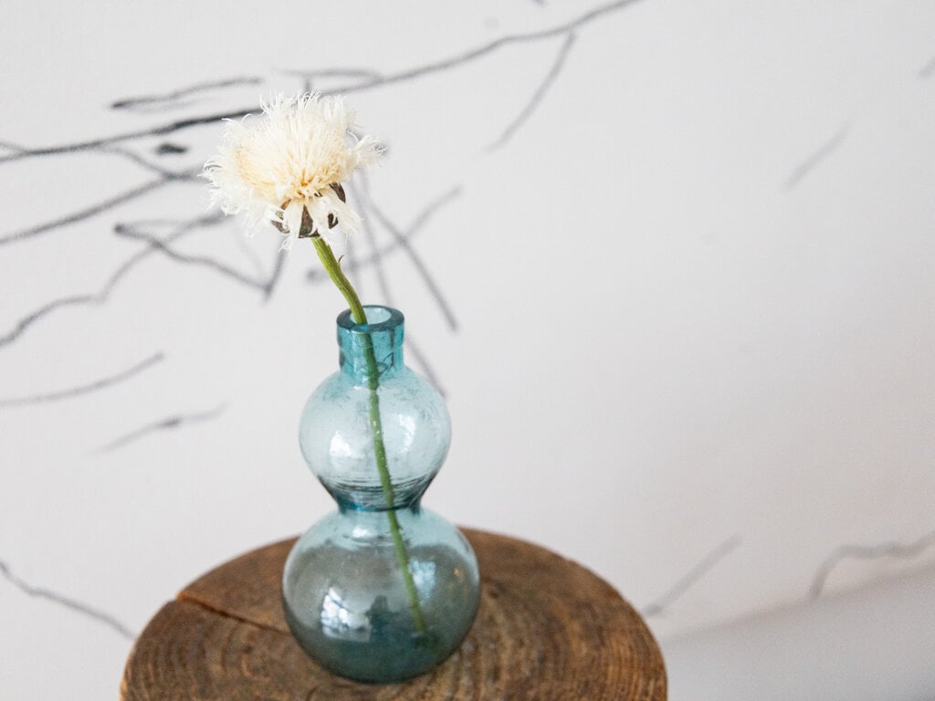 Antique Japanese Blue-Green Calabash Glass Bottle