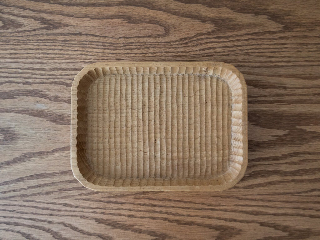 Antique Japanese Wagatabon Deep Carved Chestnut Tray