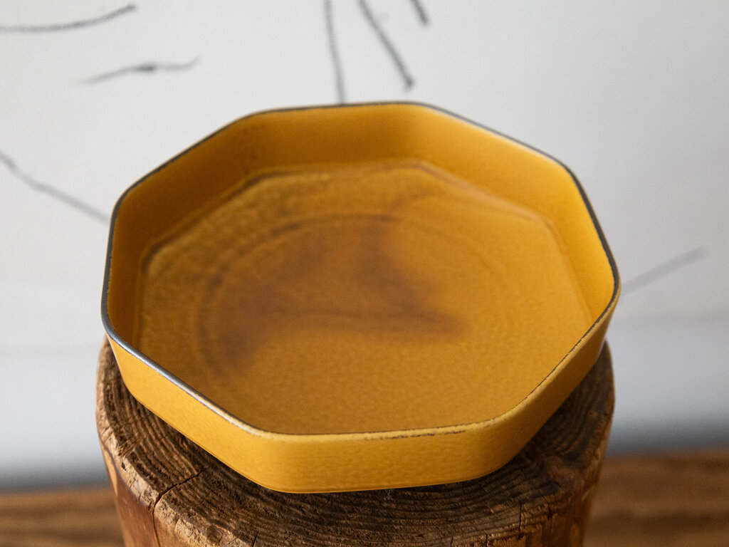 Rina Ono Porcelain Octagonal Bowl with Mustard Yellow Glaze