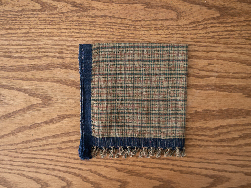 Handspun lightweight cotton cloth, blue border