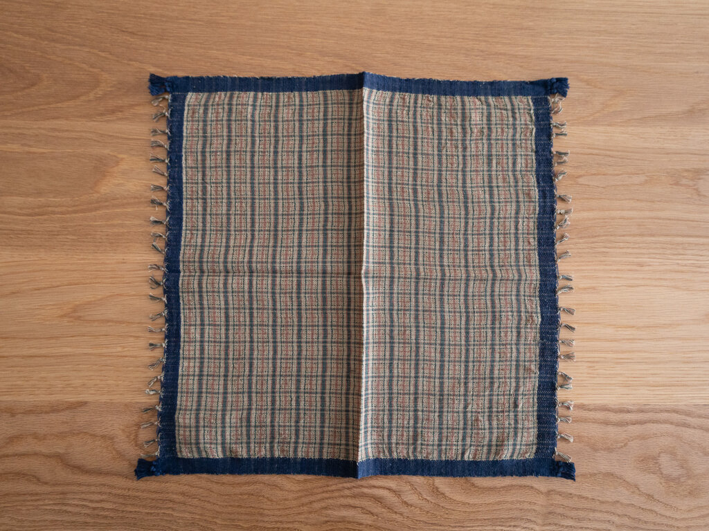 Handspun lightweight cotton cloth, blue border