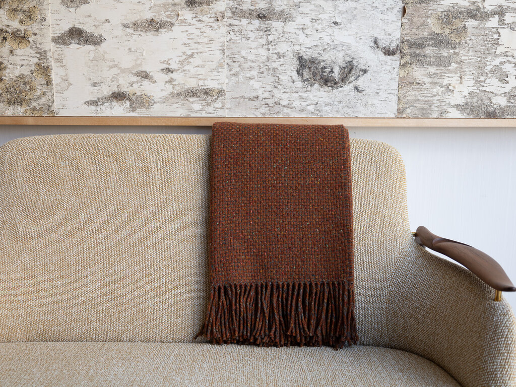 Mourne Textiles Mended Tweed sofa throw, copper