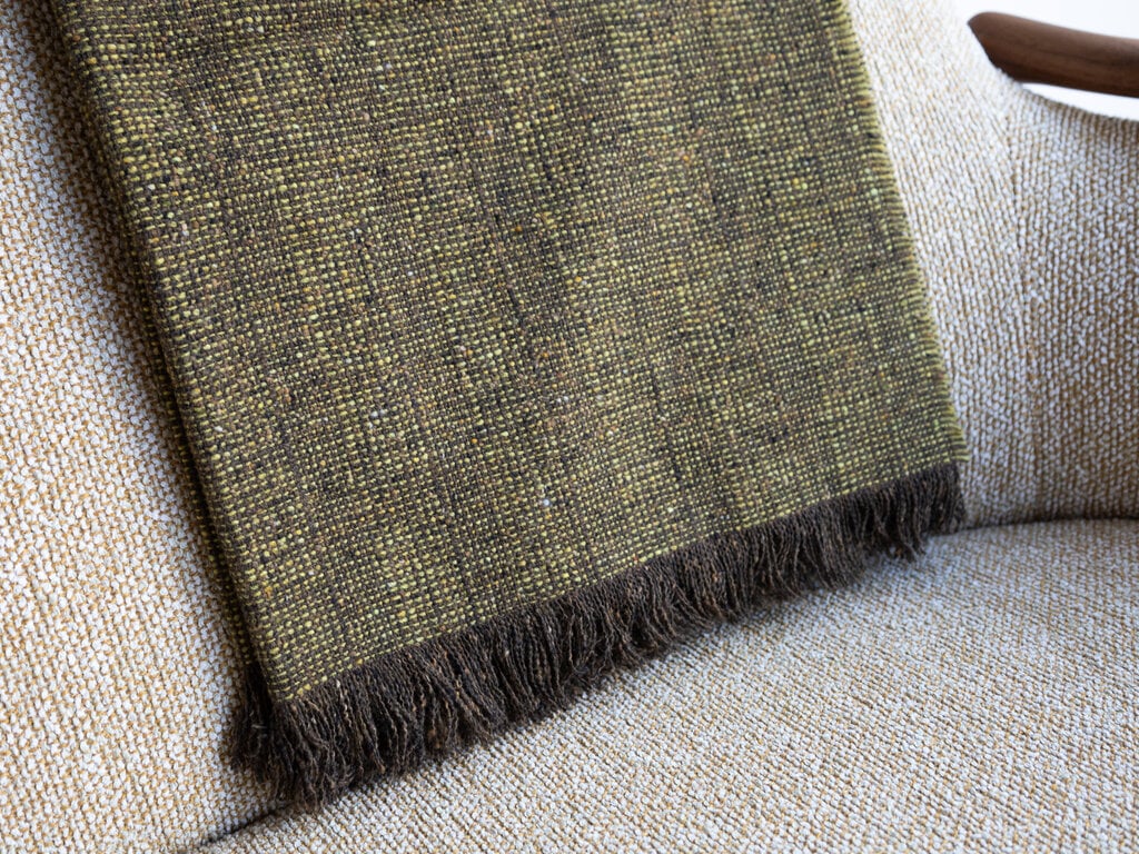 Mourne Textiles Mourne Tweed Large Throw - Moss Yellow