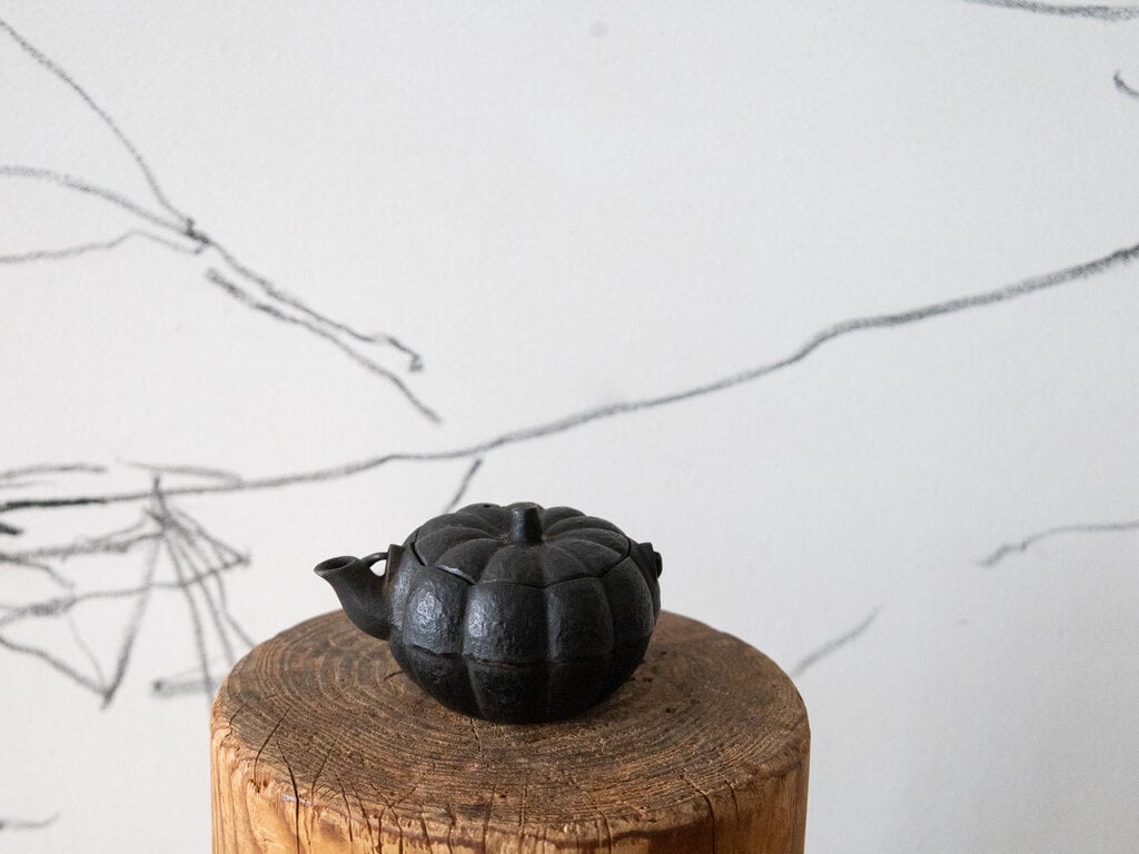 Antique Japanese cast iron pumpkin kettle
