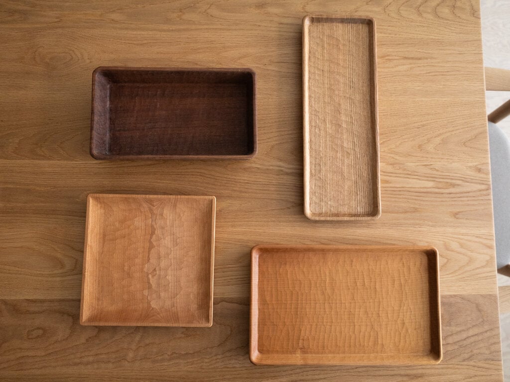 Ryuji Mitani Large carved rectangular tray by Ryuji Mitani