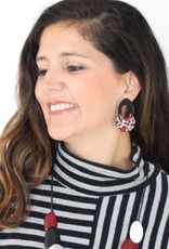 SYLCA Red & Black Geo Earrings