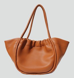 Brown Trapeze Gathered Tote Bag