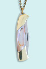 Ornamental Things Abalone Shell Knife on Brass Chain