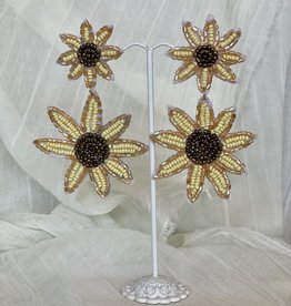 Bead Two Sunflower Earrings