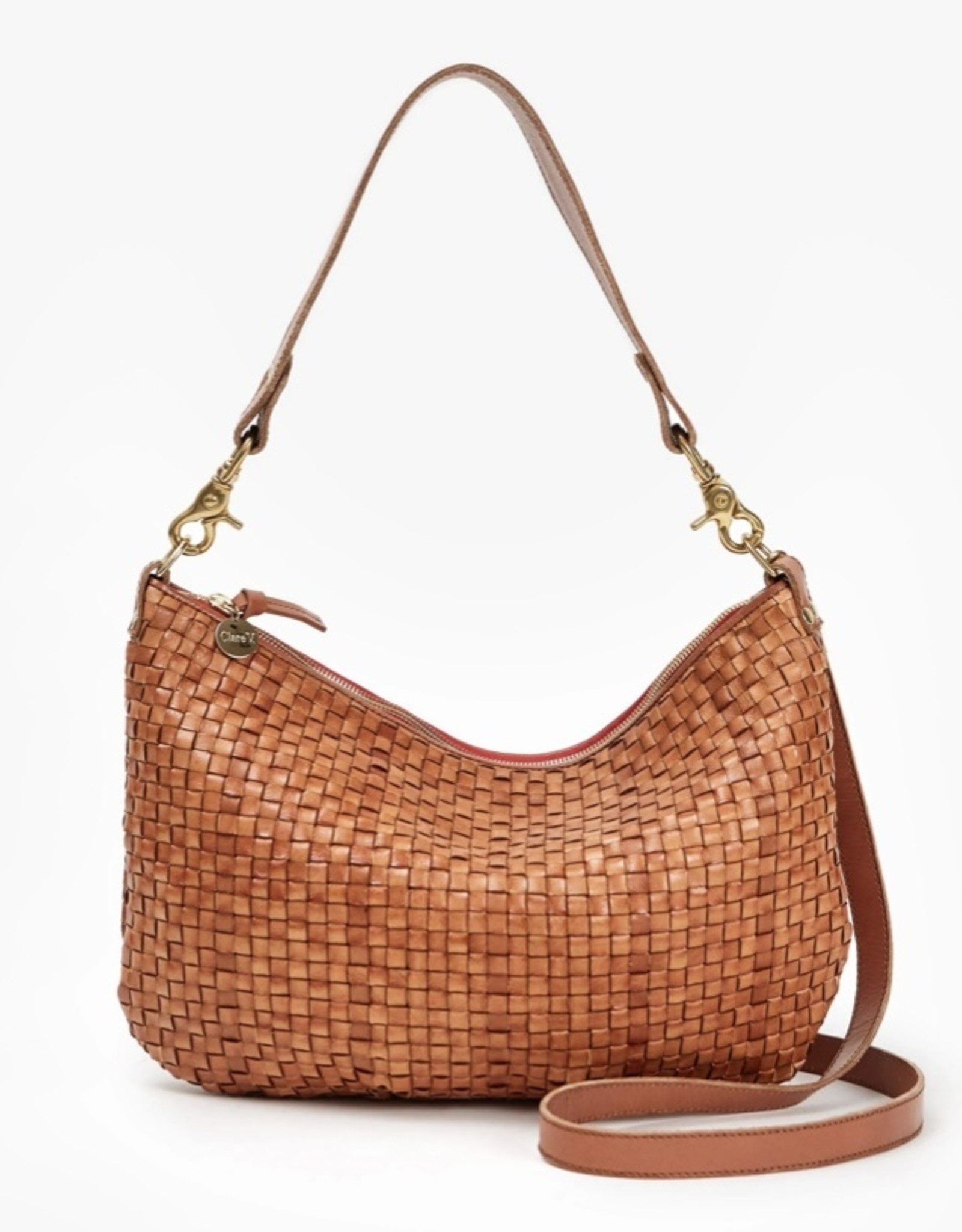 clare v woven leather tote