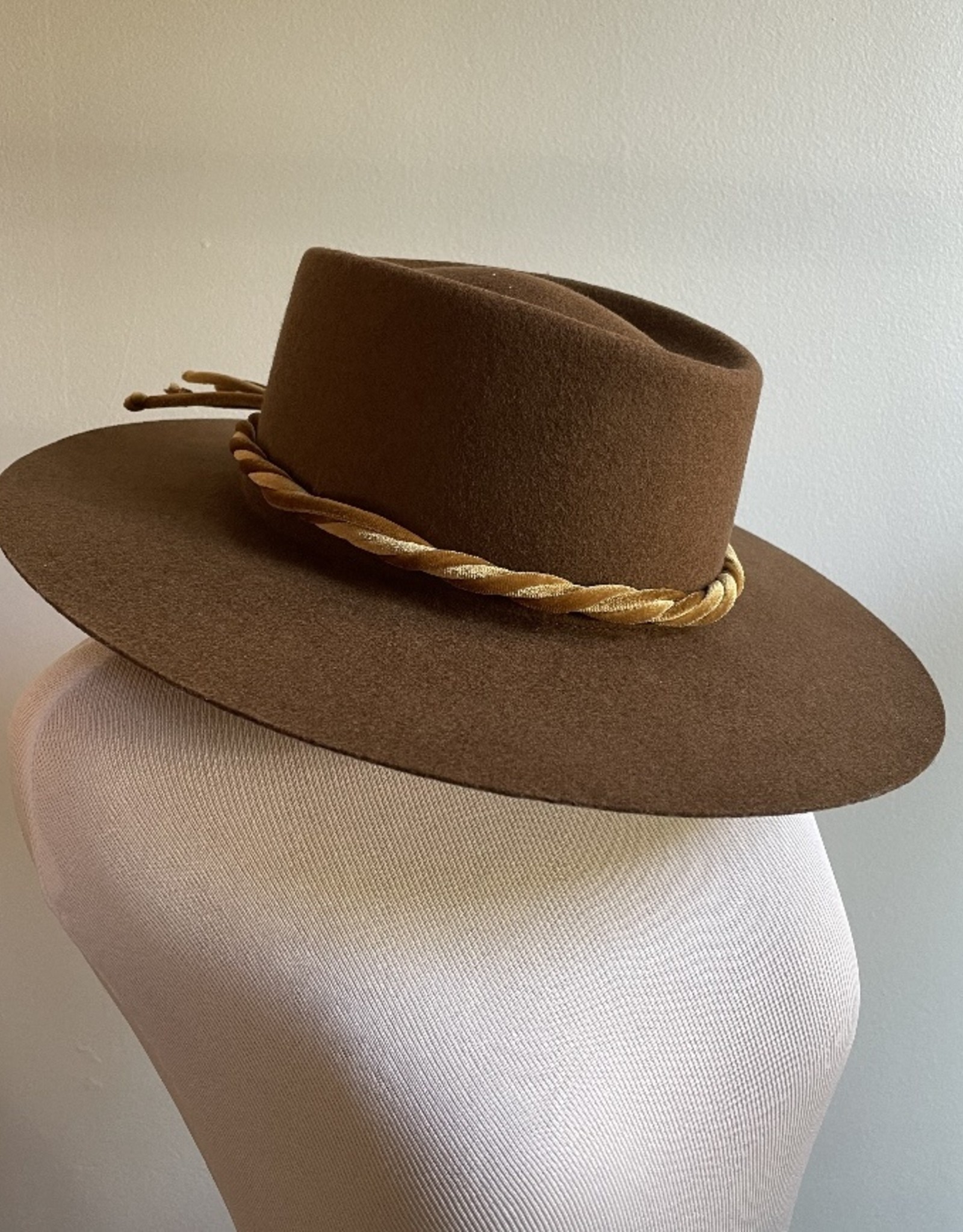 Pecan Wool Fedora w/ Velvet Braid 60857 - Iris Boutique