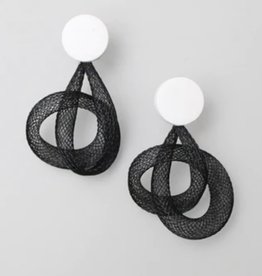 SYLCA Black Mesh Abstract Earrings