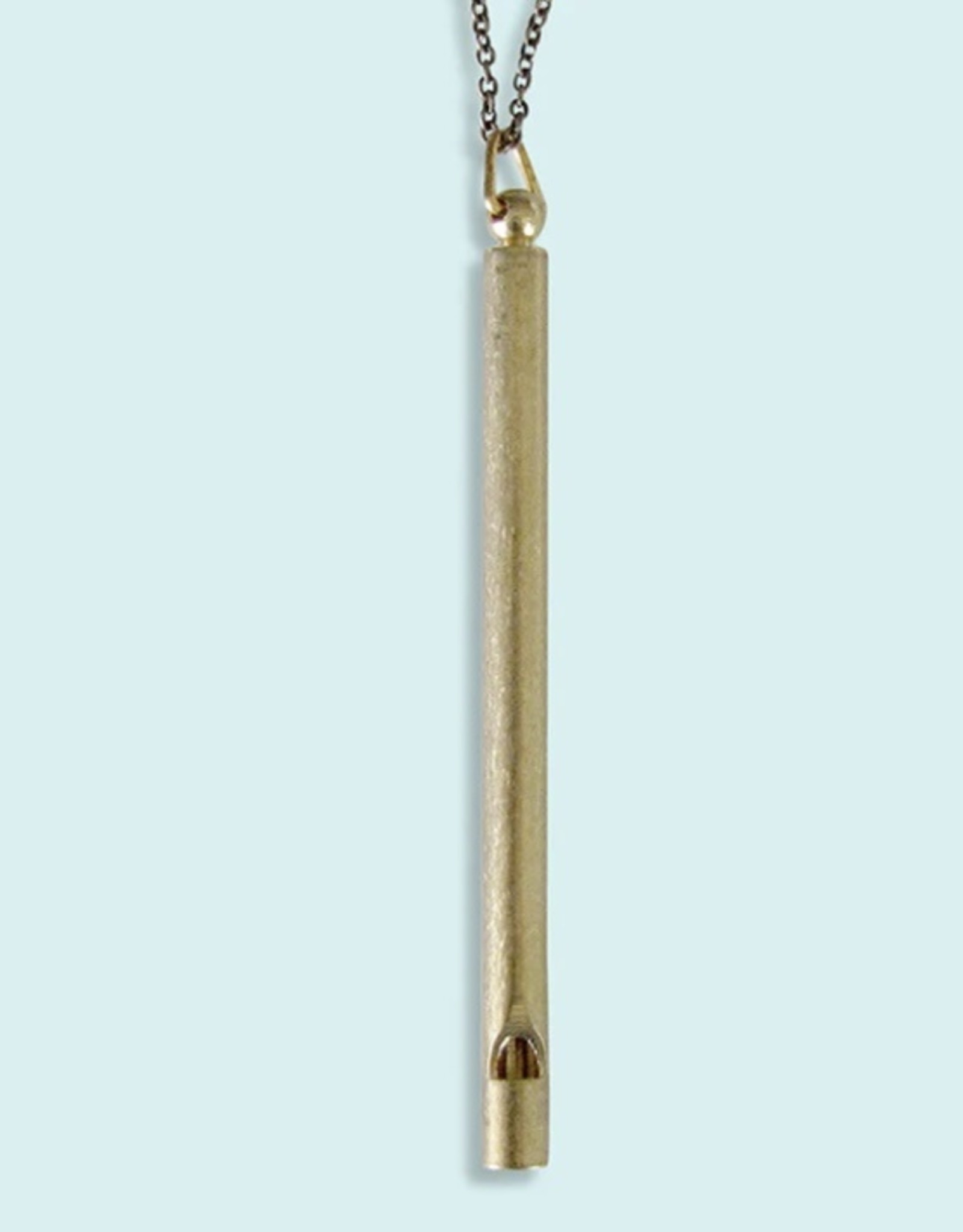 Long Whistle Necklace Aged Brass