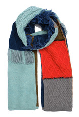 Echo Deep Teal Cable Patchwork Scarf